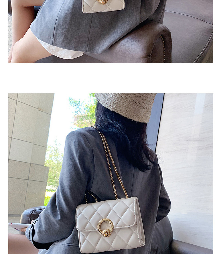 Fashion Black Large Diamond Chain Shoulder Messenger Small Square Bag,Shoulder bags