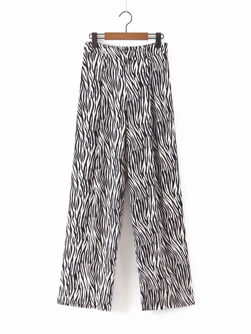 Fashion Zebra Pattern Zebra Print Wide-leg Pants,Pants
