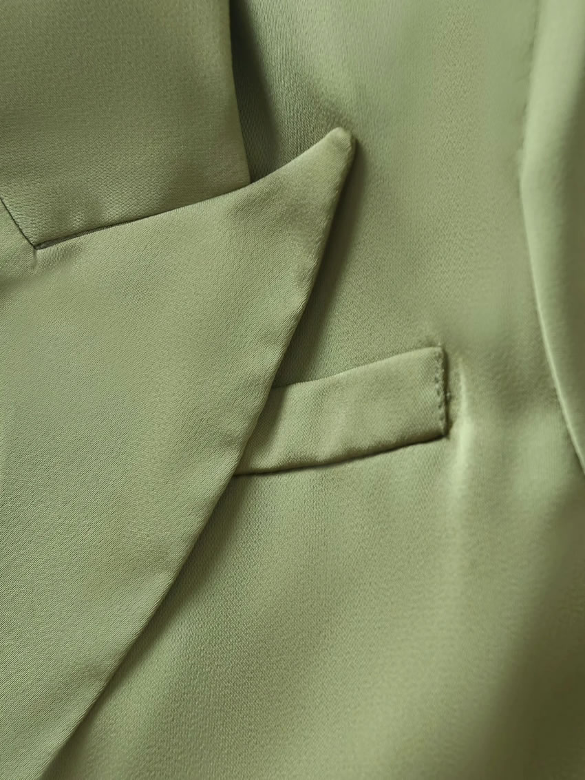 Fashion Green H-shaped Lapel Double Button Blazer,Coat-Jacket