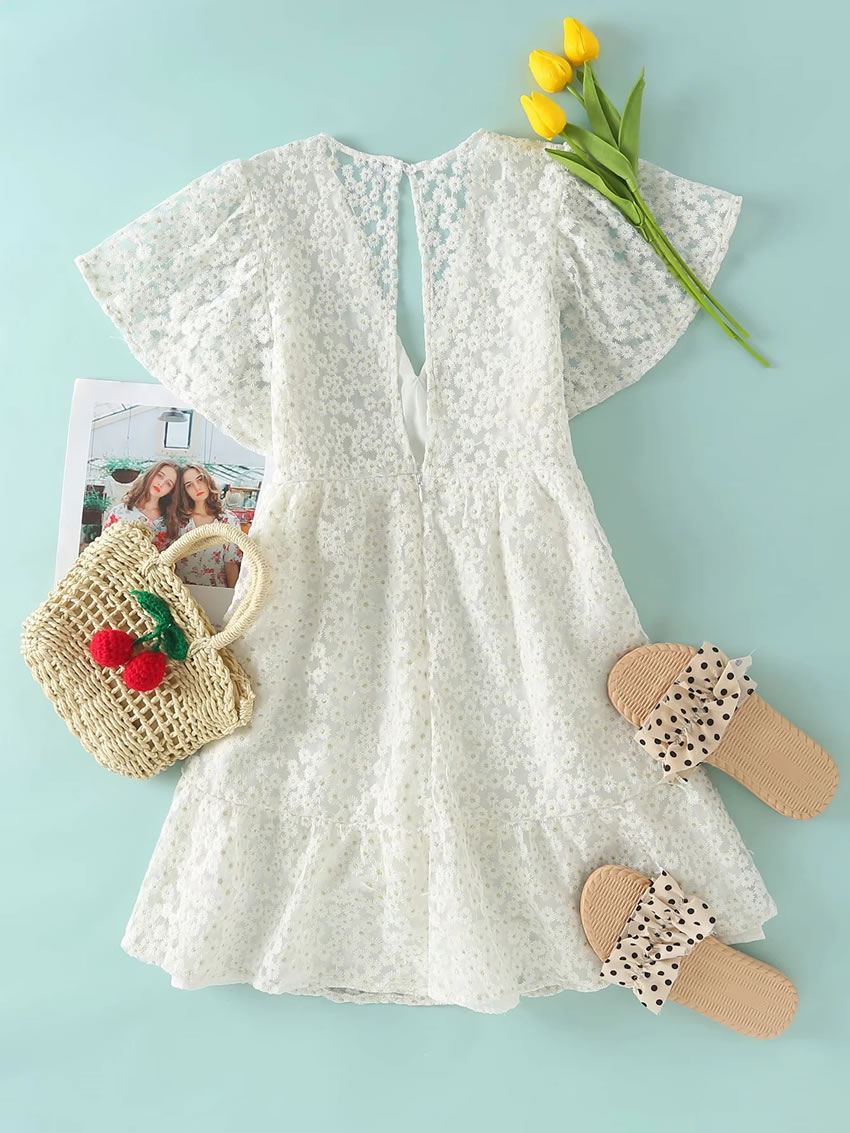 Fashion White Daisies Silk Embroidered Daisy Jumpsuit,Tank Tops & Camis