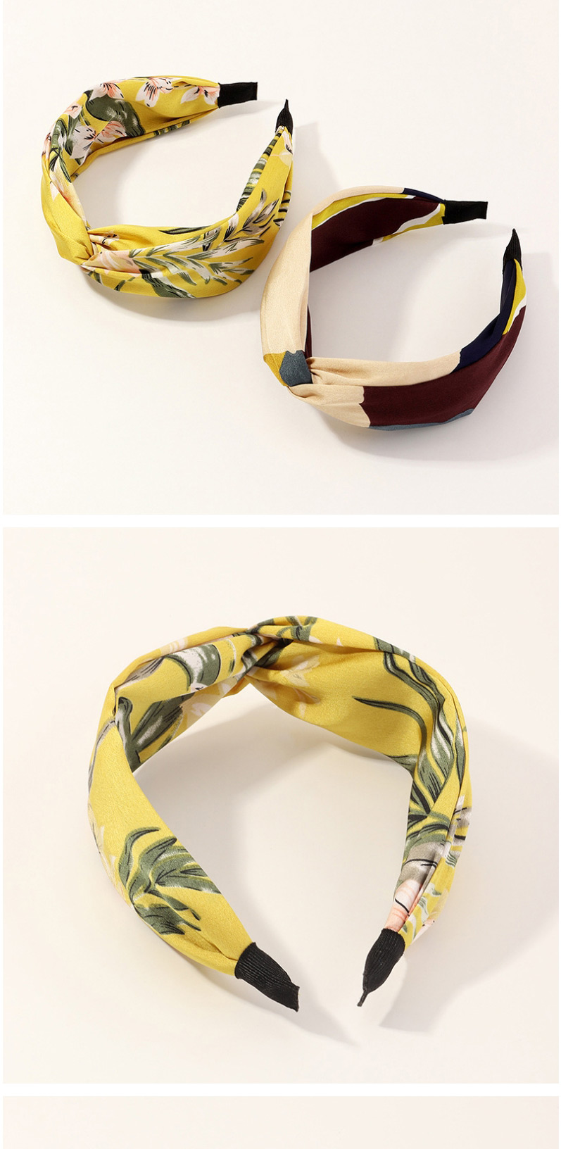 Fashion Yellow Dot Cross Fabric Print Headband,Head Band
