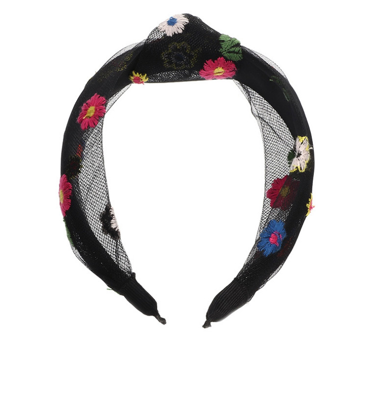 Fashion Black Eugen Yarn Lace Embroidery Small Daisy Headband,Head Band