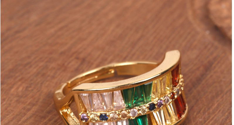 Fashion Color Micro-set Color Zircon Open Ring,Fashion Rings