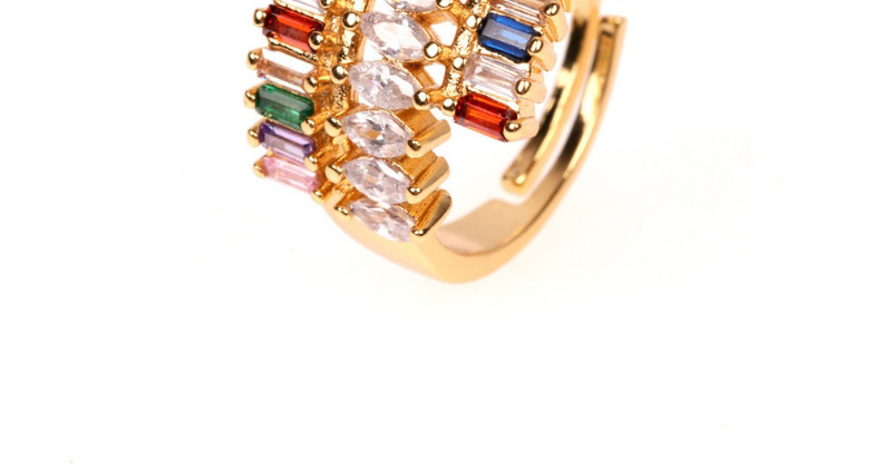 Fashion Color Color Zircon Micro-set Open Ring,Fashion Rings