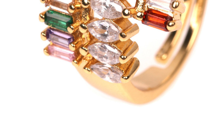 Fashion Color Color Zircon Micro-set Open Ring,Fashion Rings