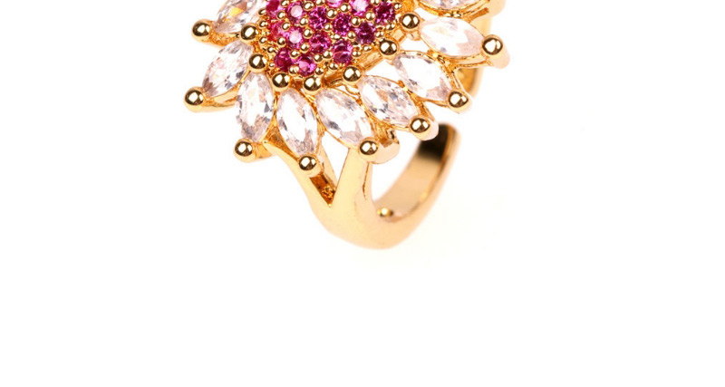 Fashion Pink Purple Love Zircon Small Daisy Open Ring,Fashion Rings