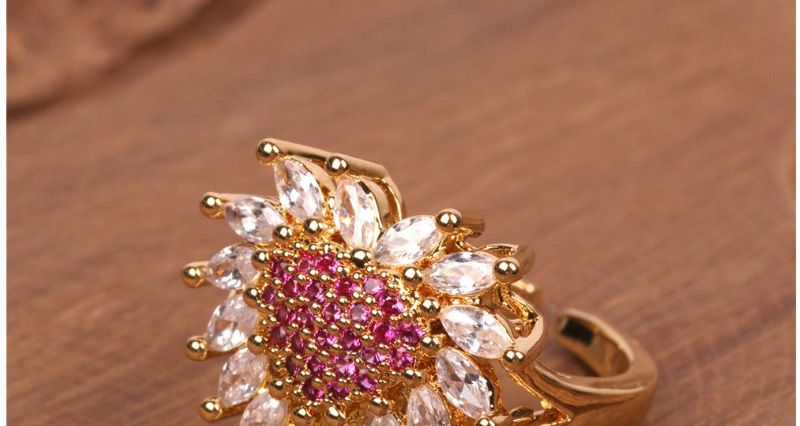 Fashion Pink Purple Love Zircon Small Daisy Open Ring,Fashion Rings
