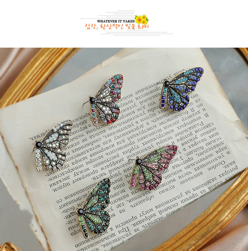 Fashion Color Butterfly Earrings With Alloy Diamonds,Stud Earrings