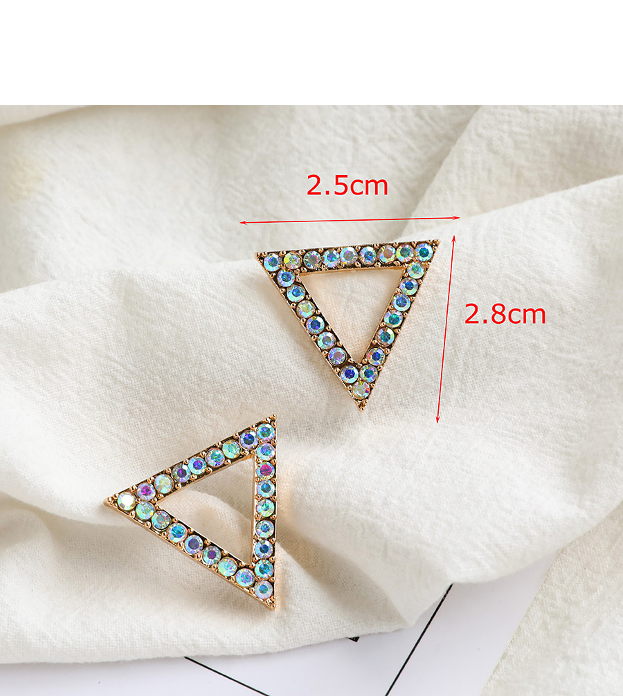 Fashion Ab Color Hollow Triangle Earrings With Alloy Diamonds,Stud Earrings