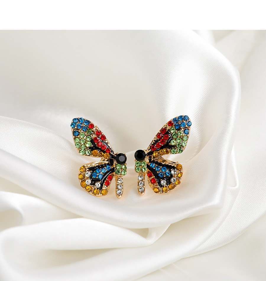 Fashion Green Butterfly Earrings With Alloy Diamonds,Stud Earrings