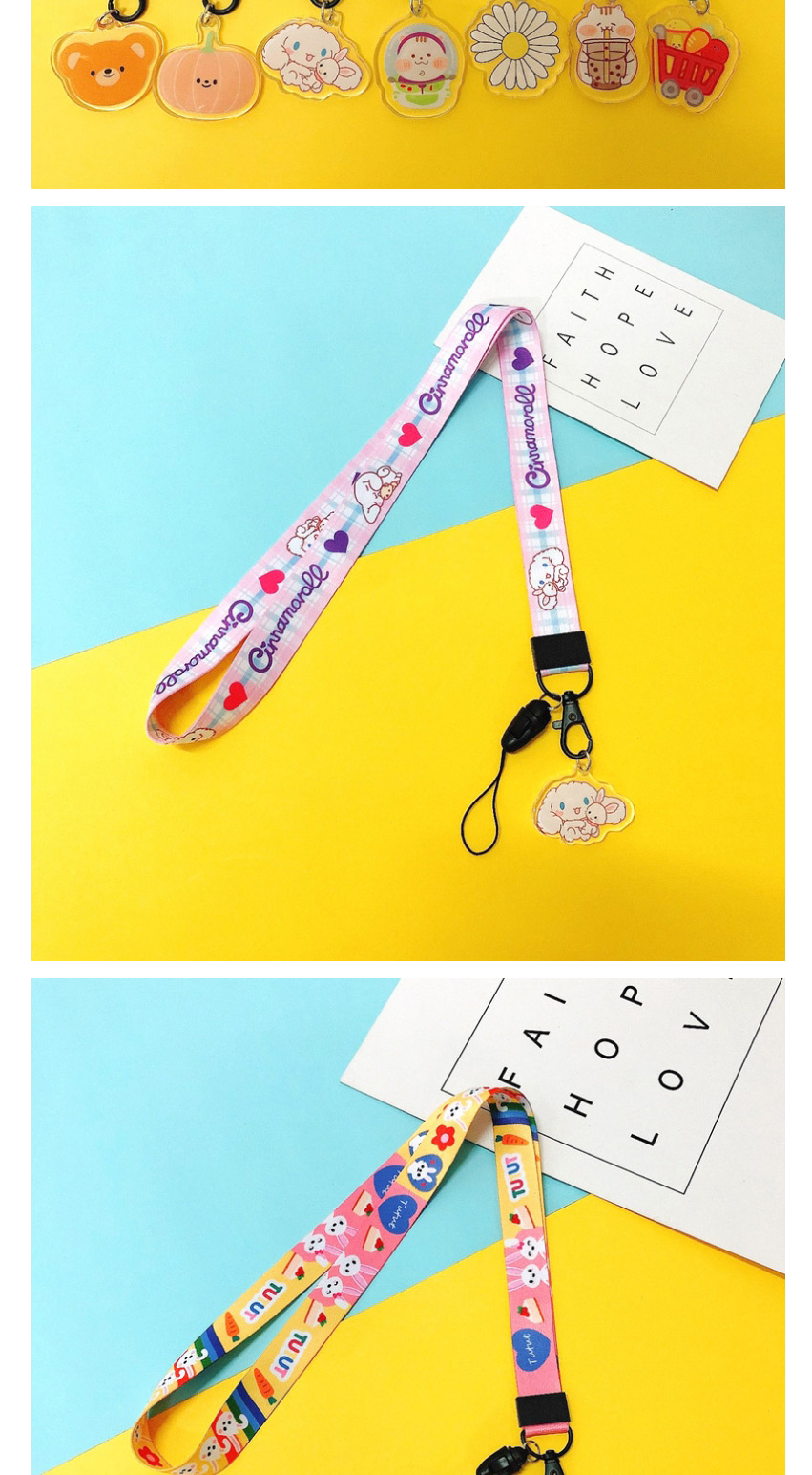 Fashion Flower Bear [short Rope] Hanging Neck Rope To Widen Cartoon Mobile Phone Lanyard,Phone Chain