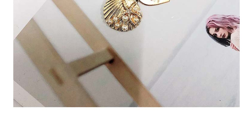 Fashion Starfish Shell Peach Heart Shell Metal Pearl Keychain,Household goods