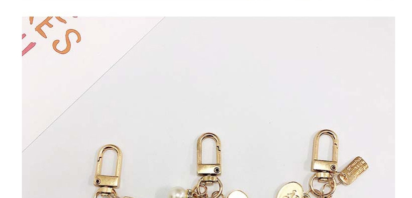 Fashion Conch Peach Heart Shell Metal Pearl Keychain,Household goods
