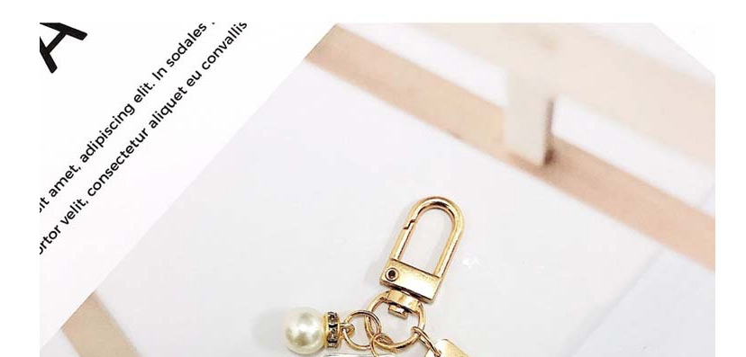 Fashion Pearl Mussel Peach Heart Shell Metal Pearl Keychain,Household goods