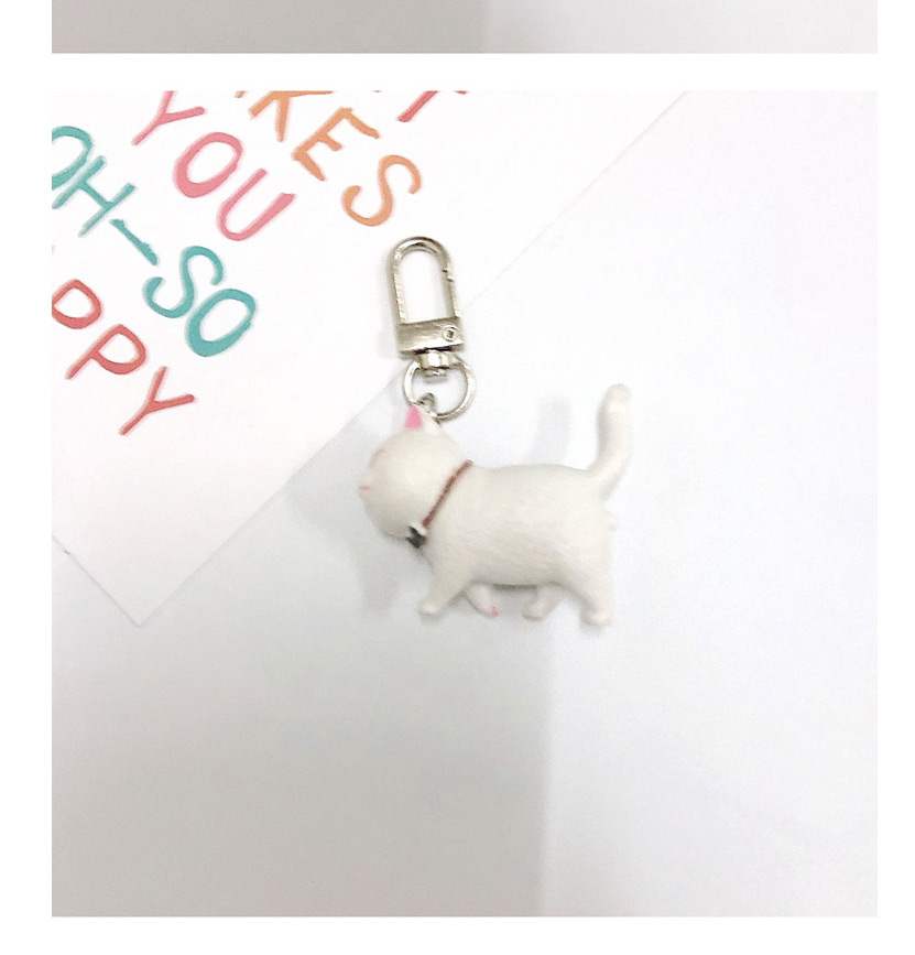 Fashion White Cat Cartoon Three-dimensional Kitten Keychain,Household goods