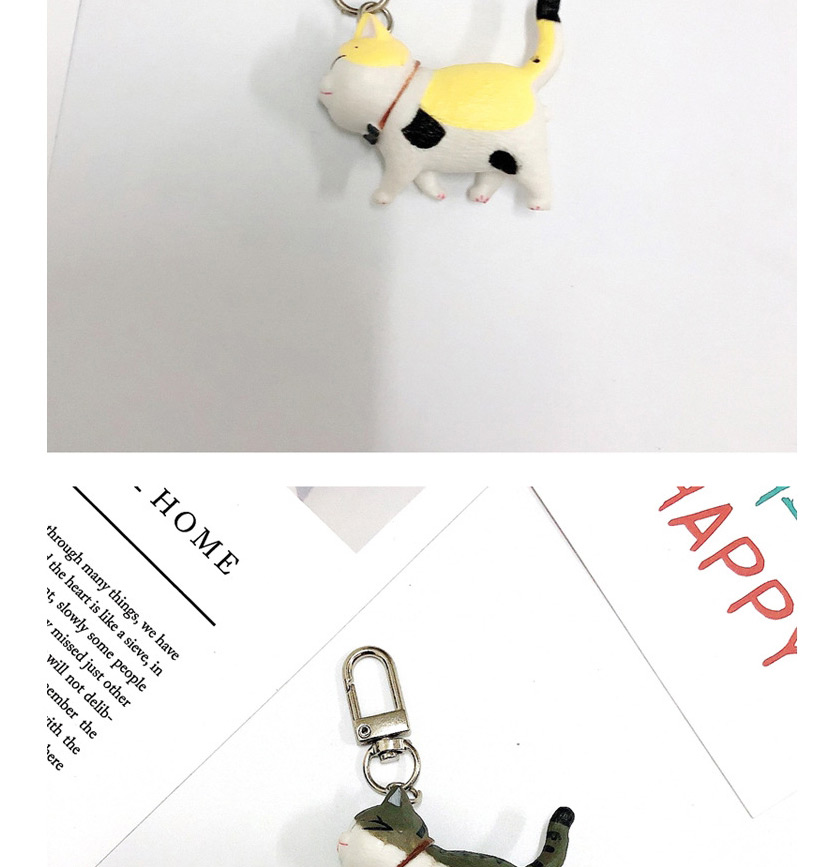 Fashion Yellow Cat Cartoon Three-dimensional Kitten Keychain,Household goods