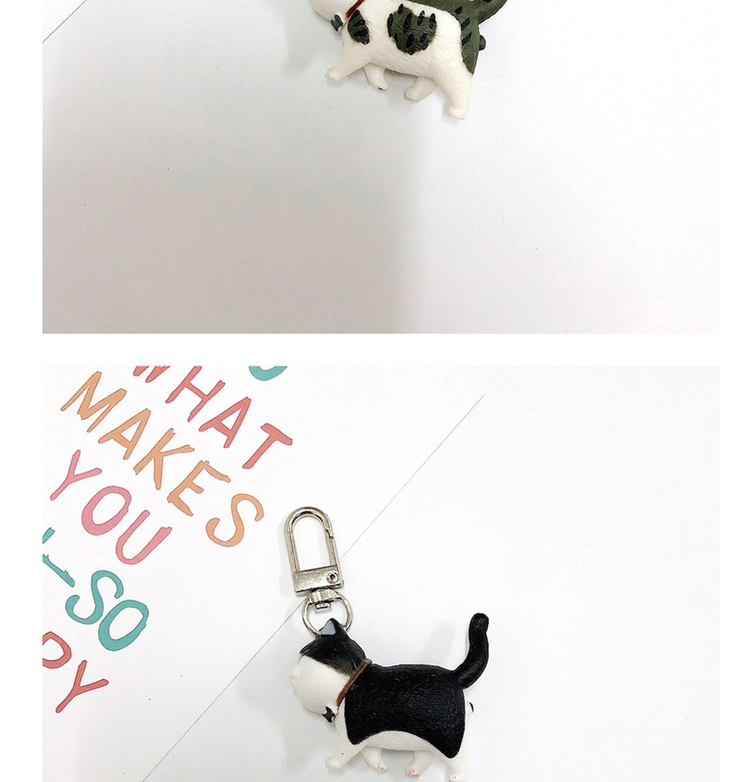 Fashion White Black Cat Cartoon Three-dimensional Kitten Keychain,Household goods