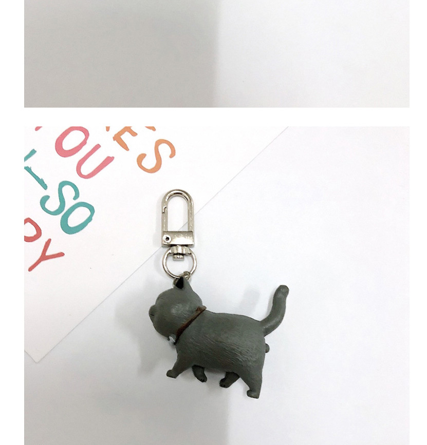 Fashion White Gray Bar Cartoon Three-dimensional Kitten Keychain,Household goods