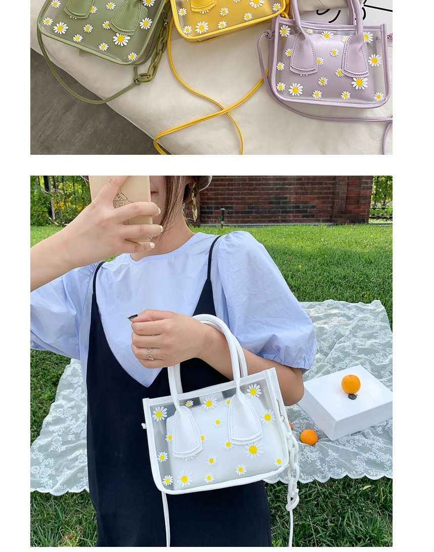 Fashion White Small Daisy Crossbody Tote,Handbags