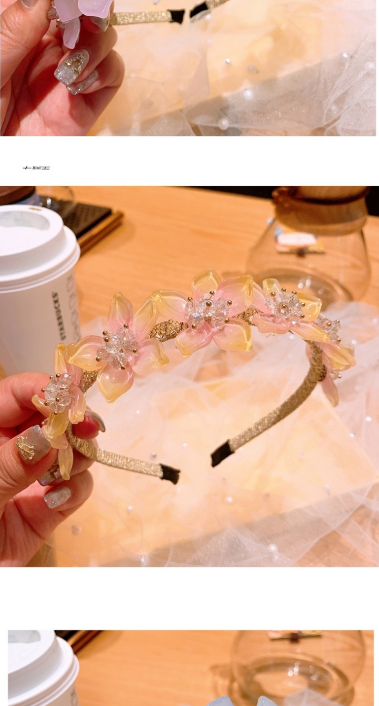 Fashion Light Yellow Peach Blossom Crystal Flower Headband,Head Band