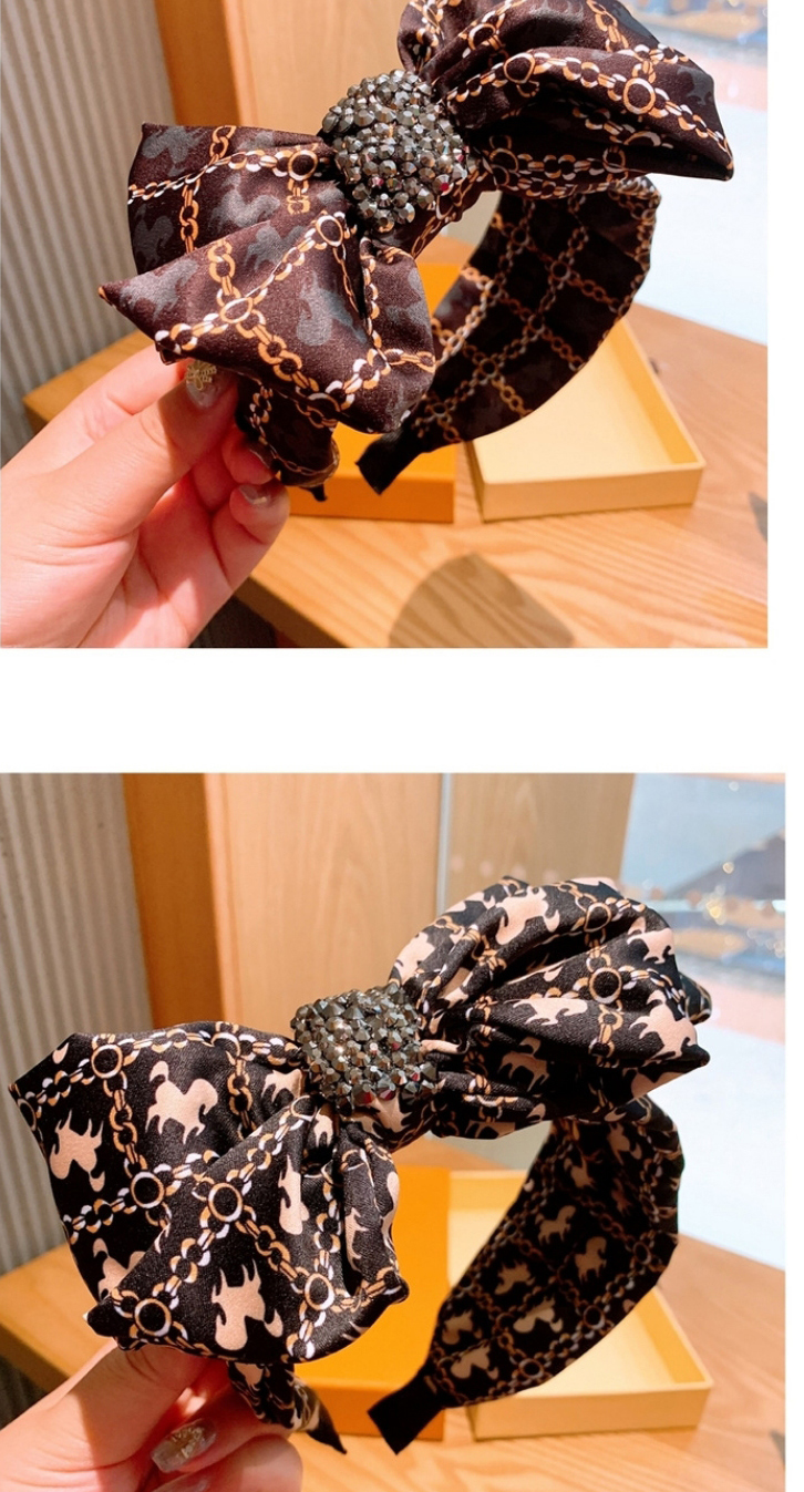 Fashion Coffee Color Silk Print Bow Tie Wide Headband,Head Band