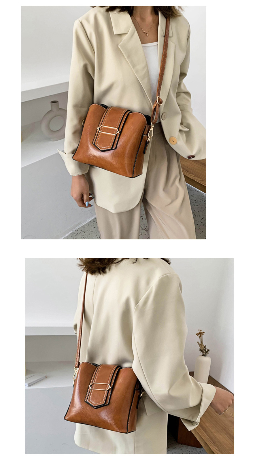 Fashion Brown Embroidered Thread Shoulder Bag,Shoulder bags