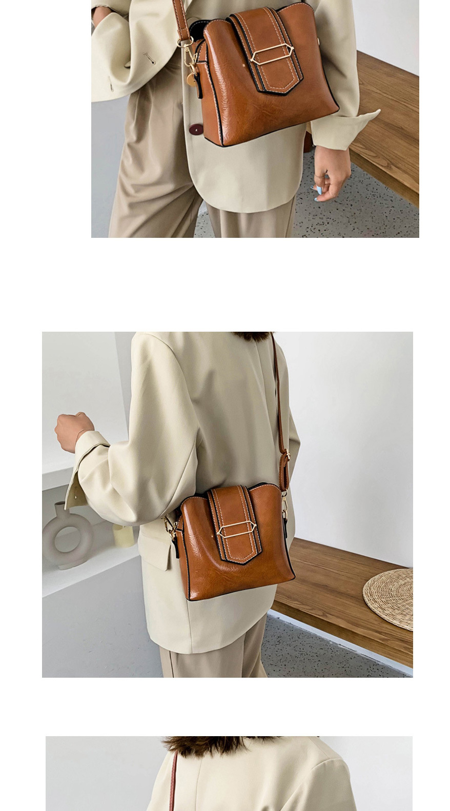 Fashion Brown Embroidered Thread Shoulder Bag,Shoulder bags