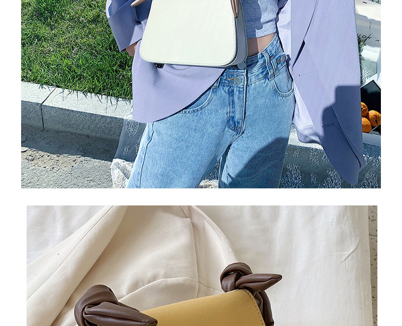 Fashion White Contrast Color Knotted Shoulder Crossbody Bag,Shoulder bags