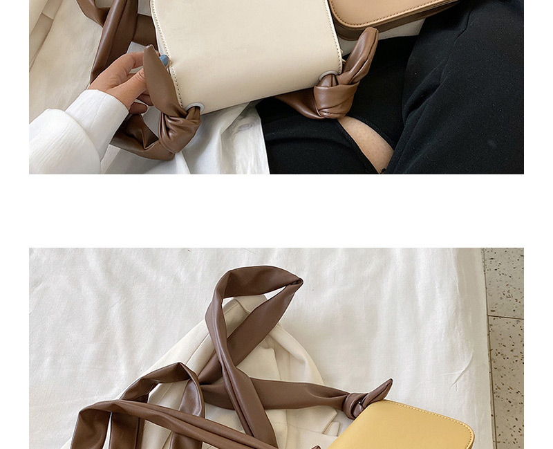 Fashion White Contrast Color Knotted Shoulder Crossbody Bag,Shoulder bags