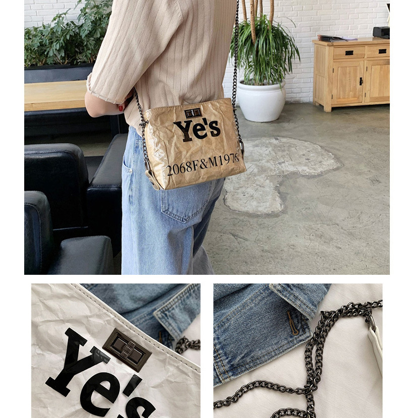 Fashion Khaki Letter Portable Transparent Chain Shoulder Messenger Bag,Shoulder bags
