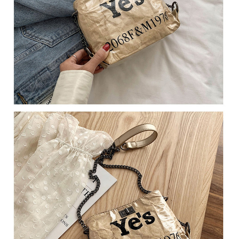 Fashion Khaki Letter Portable Transparent Chain Shoulder Messenger Bag,Shoulder bags