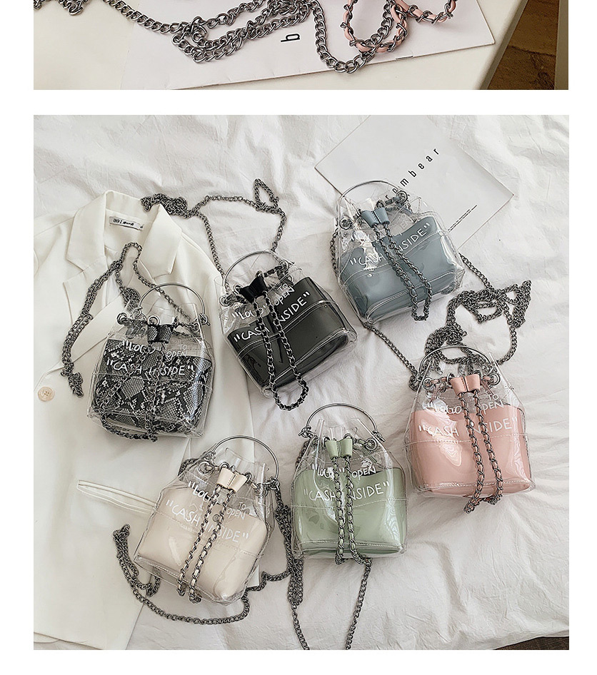 Fashion Khaki Transparent Printed Chain Crossbody Bag,Shoulder bags