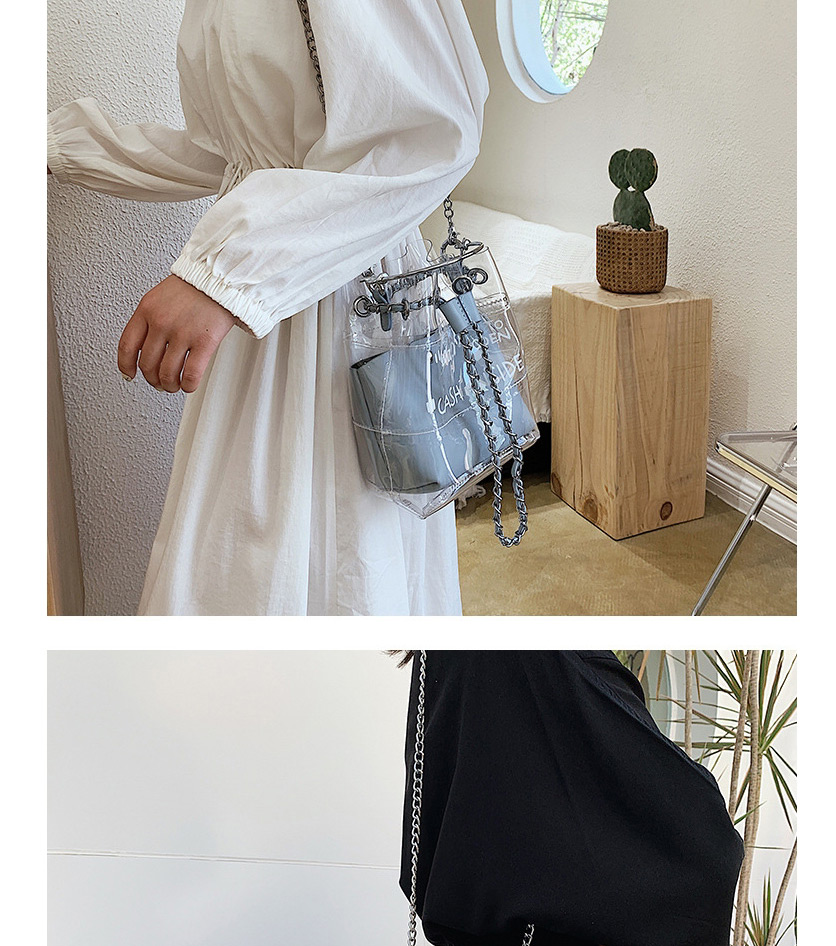 Fashion Black Transparent Printed Chain Crossbody Bag,Shoulder bags