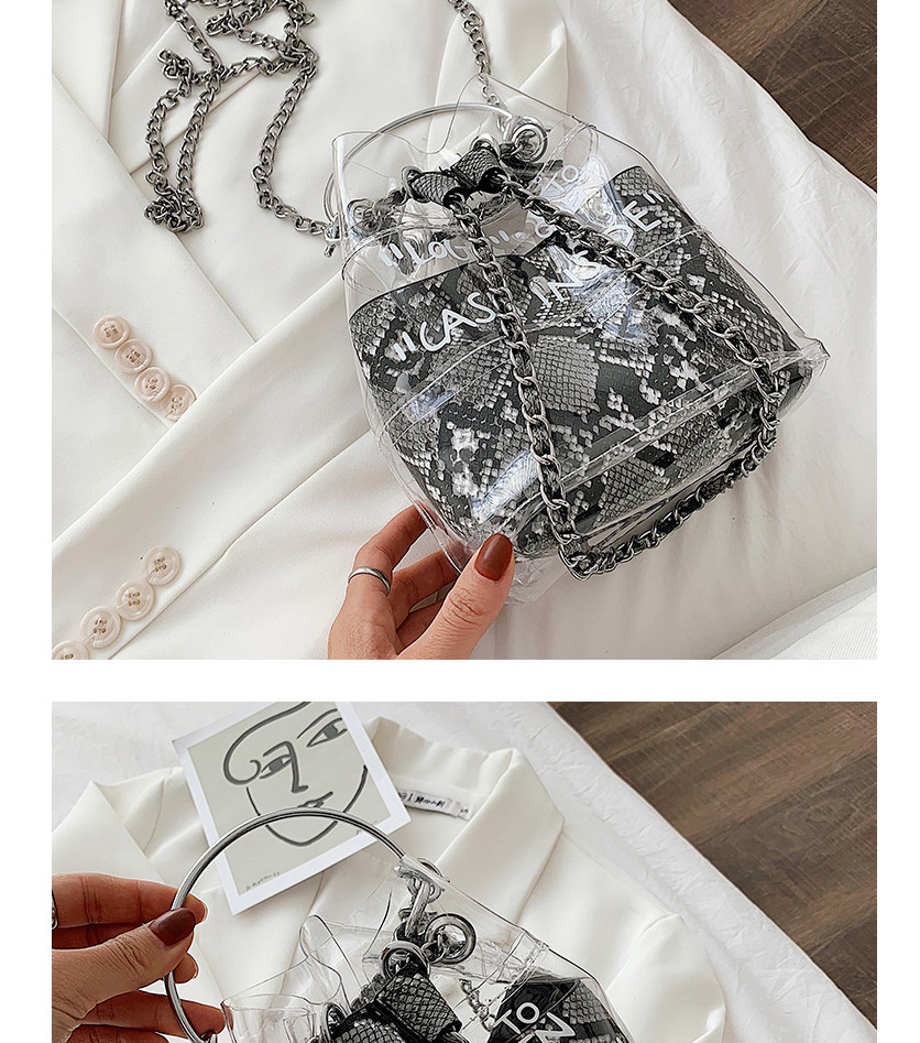 Fashion Green Transparent Printed Chain Crossbody Bag,Shoulder bags