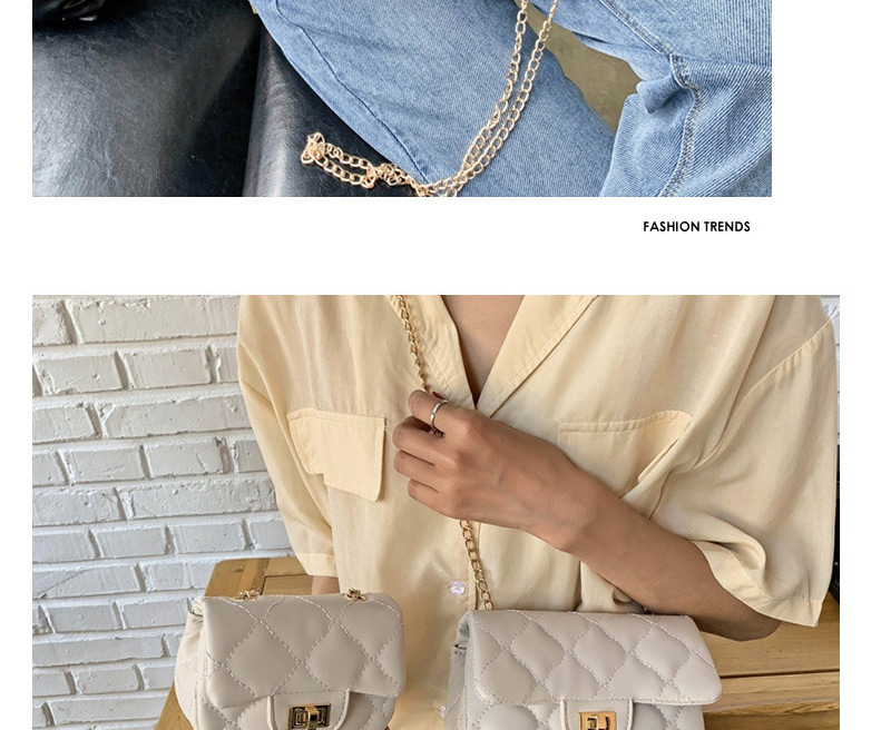 Fashion Large Khaki Cloud Embroidery Thread Messenger Chain Lock Small Square Bag,Shoulder bags