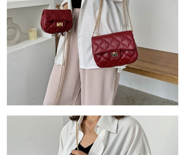 Fashion Small Wine Red Cloud Embroidery Thread Messenger Chain Lock Small Square Bag,Shoulder bags