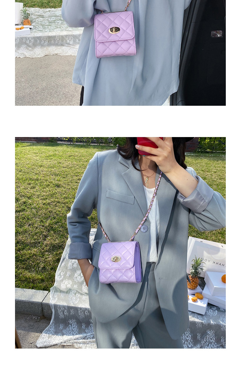 Fashion Trumpet Purple Rhombus Chain Shoulder Diagonal Small Square Bag,Shoulder bags
