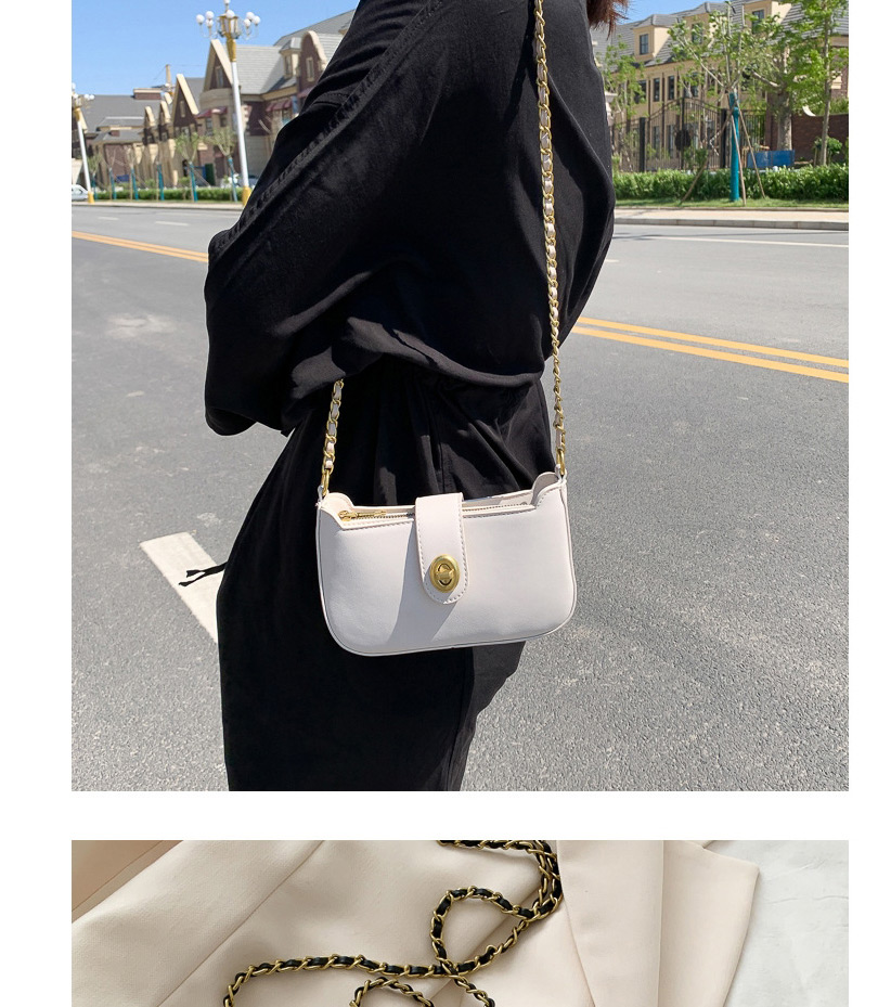 Fashion White Solid Color Buckle Shoulder Crossbody Bag,Shoulder bags