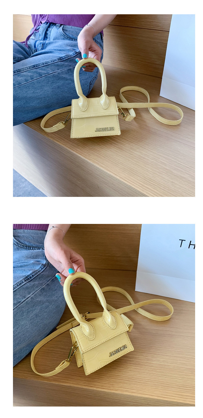 Fashion Yellow Crocodile Shoulder Crossbody Bag,Shoulder bags