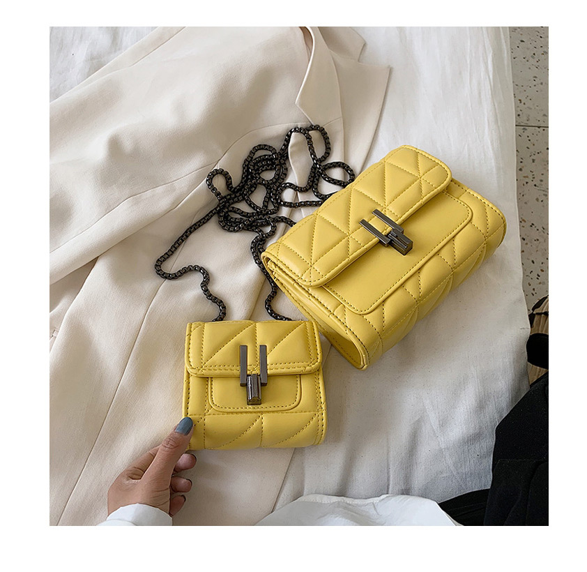 Fashion Yellow Large Diamond Chain Crossbody Bag,Shoulder bags