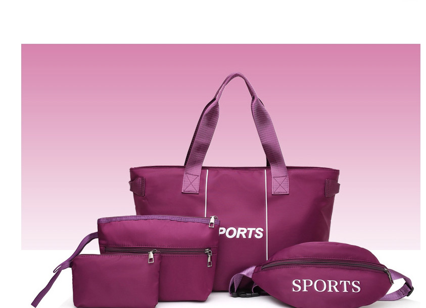 Fashion Purple Printed Letters Large Capacity Nylon Cloth Handbag,Handbags