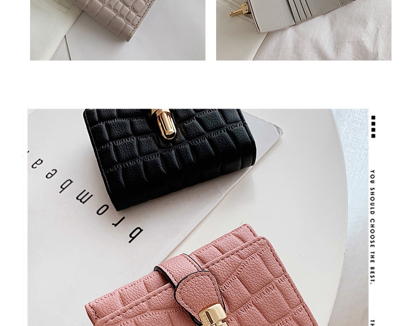 Fashion Gray Fold Wallet With Stone Pattern Lock,Wallet