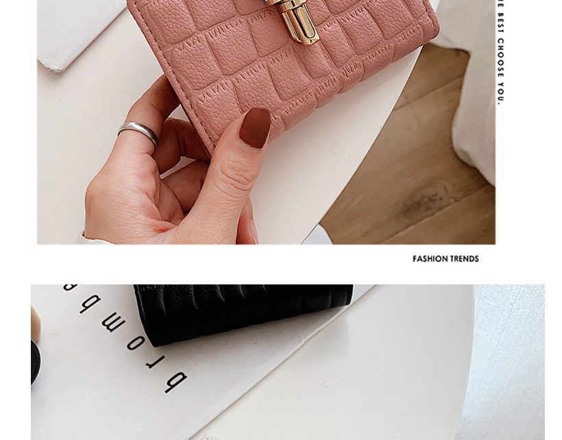 Fashion Gray Fold Wallet With Stone Pattern Lock,Wallet