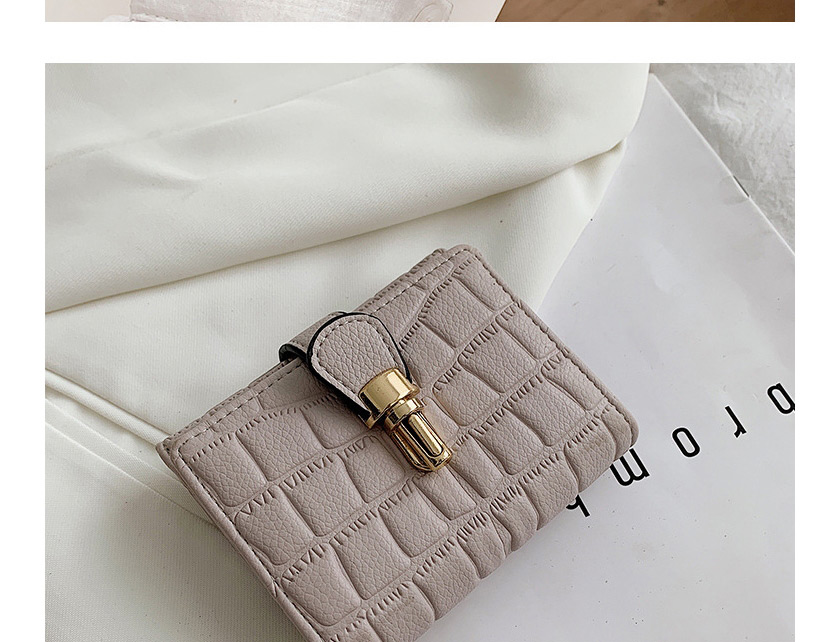 Fashion Pink Fold Wallet With Stone Pattern Lock,Wallet