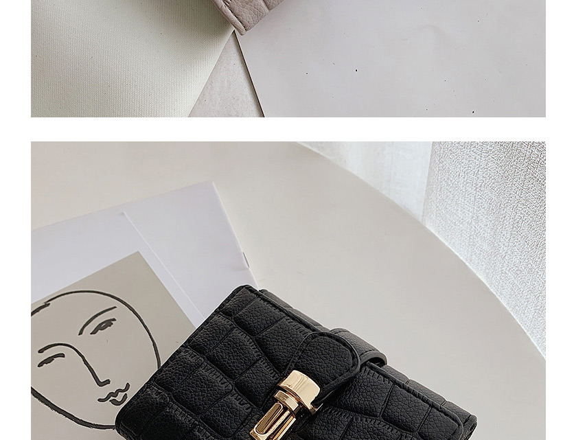 Fashion Black Fold Wallet With Stone Pattern Lock,Wallet