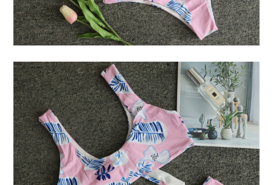 Fashion Pink Knotted Swimsuit With Printed Chest,Bikini Sets