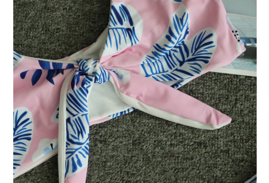 Fashion Pink Knotted Swimsuit With Printed Chest,Bikini Sets