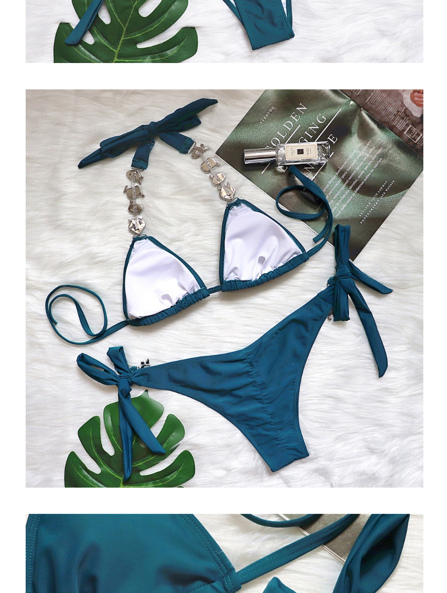 Fashion Kong Lan Diamond Strap Metal Chain Split Swimsuit,Bikini Sets