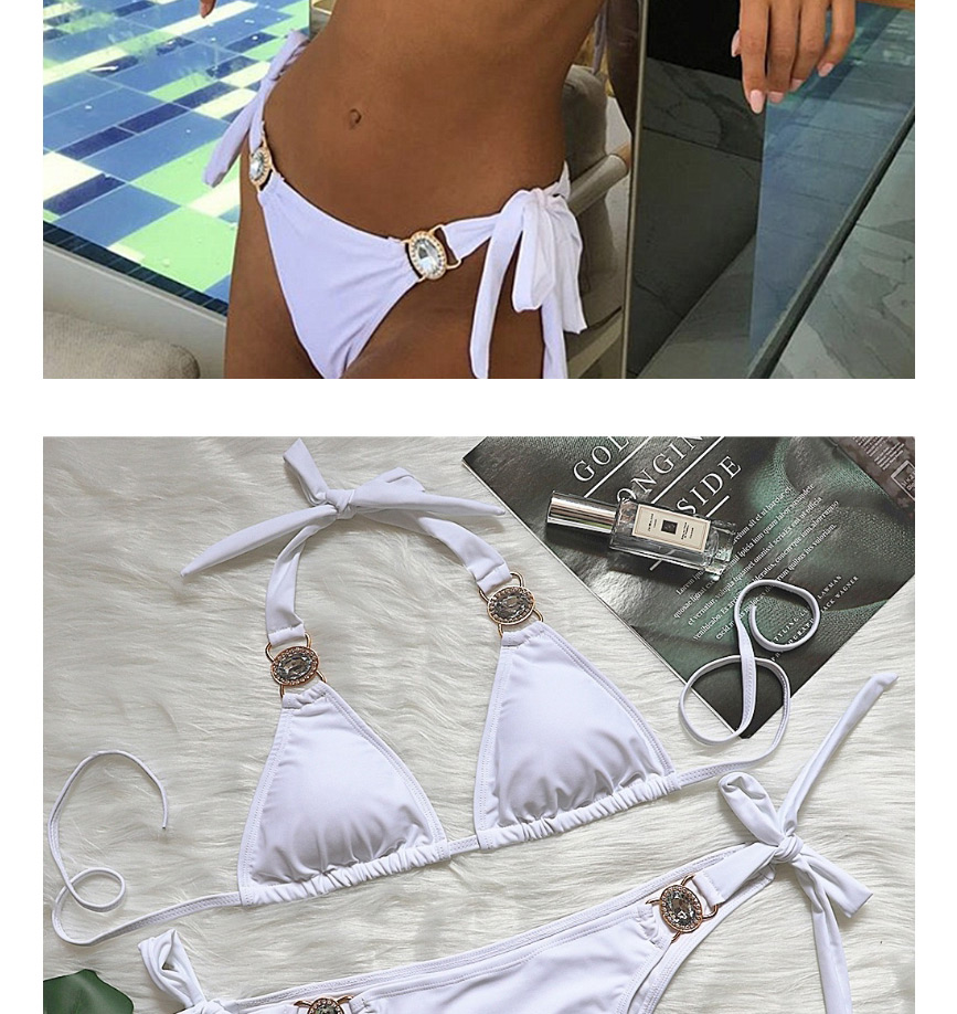 Fashion White Printed Bandage Knotted Split Swimsuit,Bikini Sets