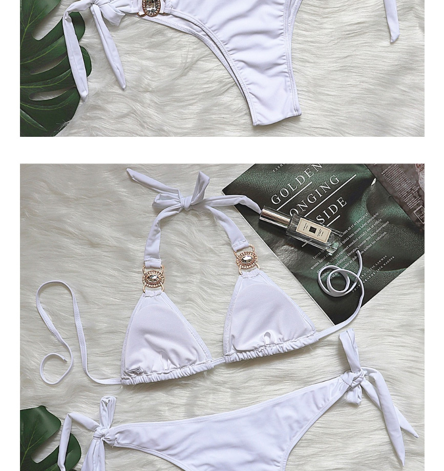 Fashion White Printed Bandage Knotted Split Swimsuit,Bikini Sets